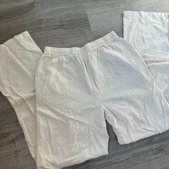 Cream high waist Linen Pants - Picture 4 of 4